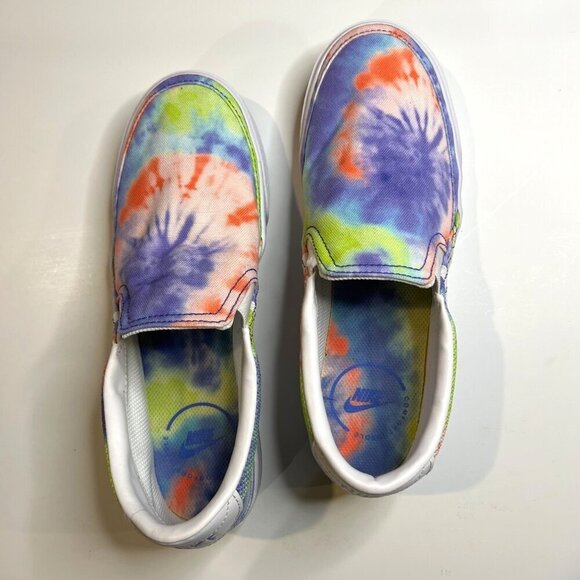 Nike Women's Court Legacy Print Slip-On Shoes 6.5 Tie Dye Rainbow - Picture 1 of 6